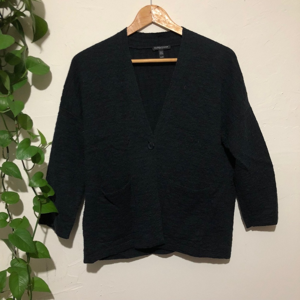Eileen Fisher Boxy Petite Small Linen/Cotton Cardi